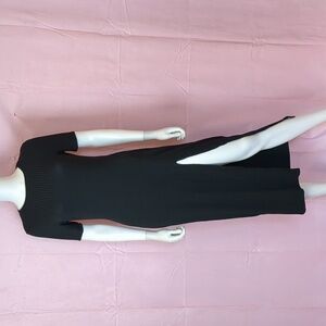 Boohoo Ribbed Short Sleeve Split Thigh Black Midi Dress size 10